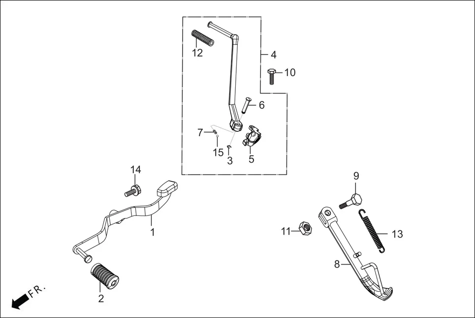 F-17A KICK STARTER/GEAR CHANGE PEDAL/SIDE STAND assembly diagram for Hero GLAMOUR TECHNO(JAN.2024)