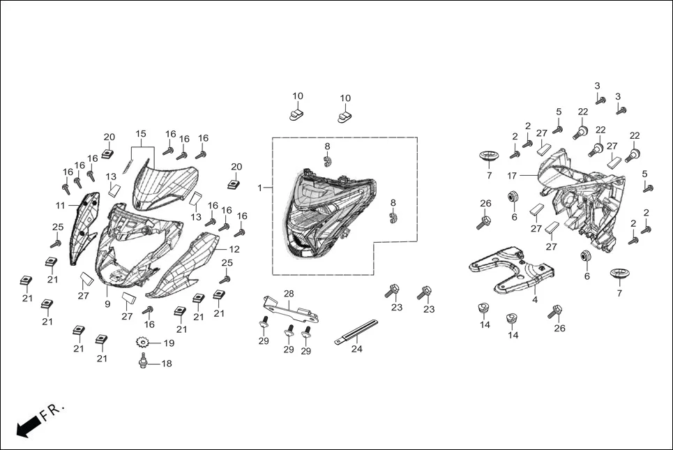 F-1 HEAD LIGHT diagram showing 61312-ACL-D00