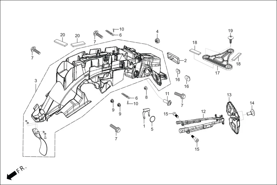F-21 REAR FENDER assembly diagram for Hero GLAMOUR TECHNO(JAN.2024)