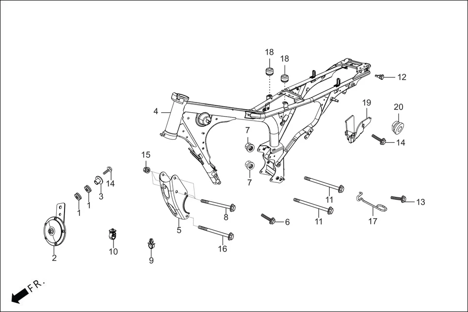 F-25 FRAME BODY assembly diagram for Hero GLAMOUR TECHNO(JAN.2024)