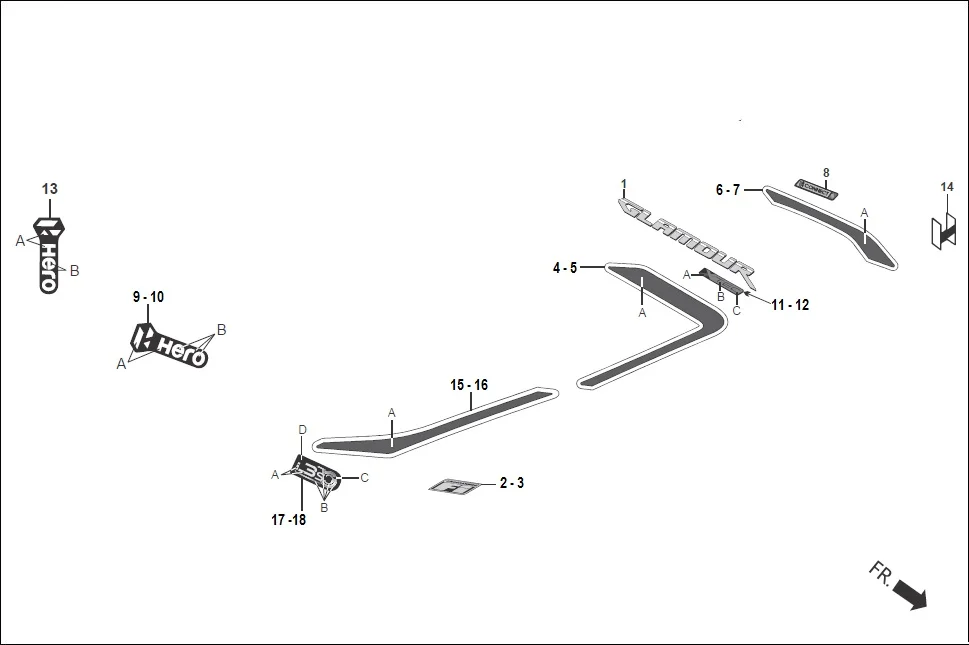 F-27 STRIPES/MARKS assembly diagram for Hero GLAMOUR TECHNO(JAN.2024)