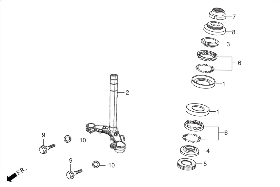 F-5 STEERING STEM assembly diagram for Hero GLAMOUR TECHNO(JAN.2024)