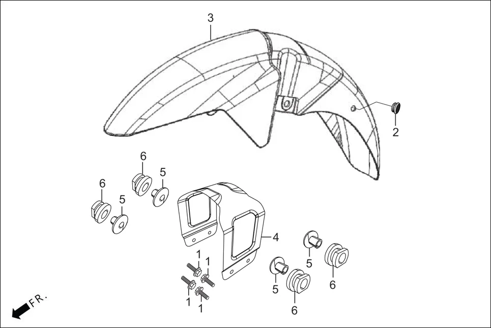 F-6 FRONT FENDER diagram showing 61100-AAN-B002