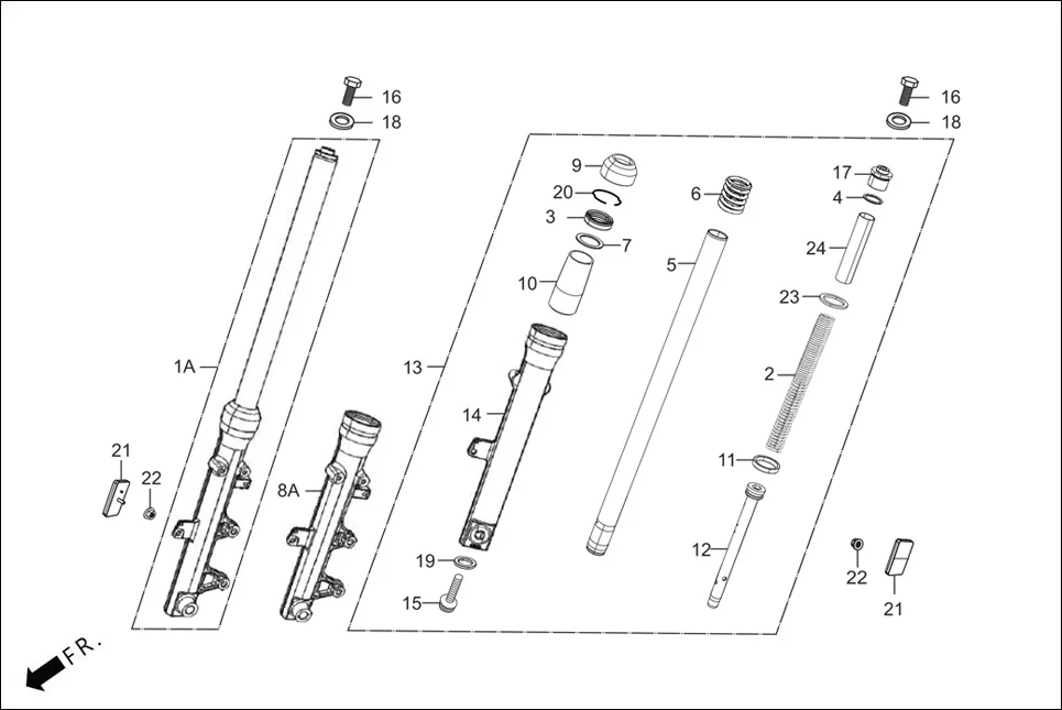 F-7 FRONT FORK assembly diagram for Hero GLAMOUR TECHNO(JAN.2024)
