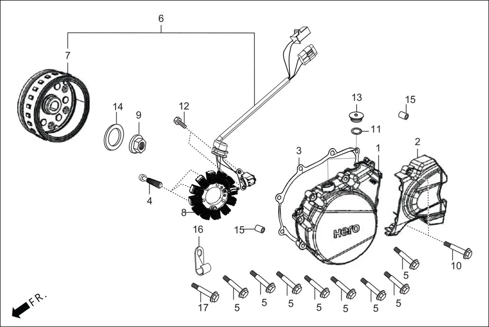 E-7A LEFT CRANKCASE COVER/A.C. GEN. ASSY./SELF START