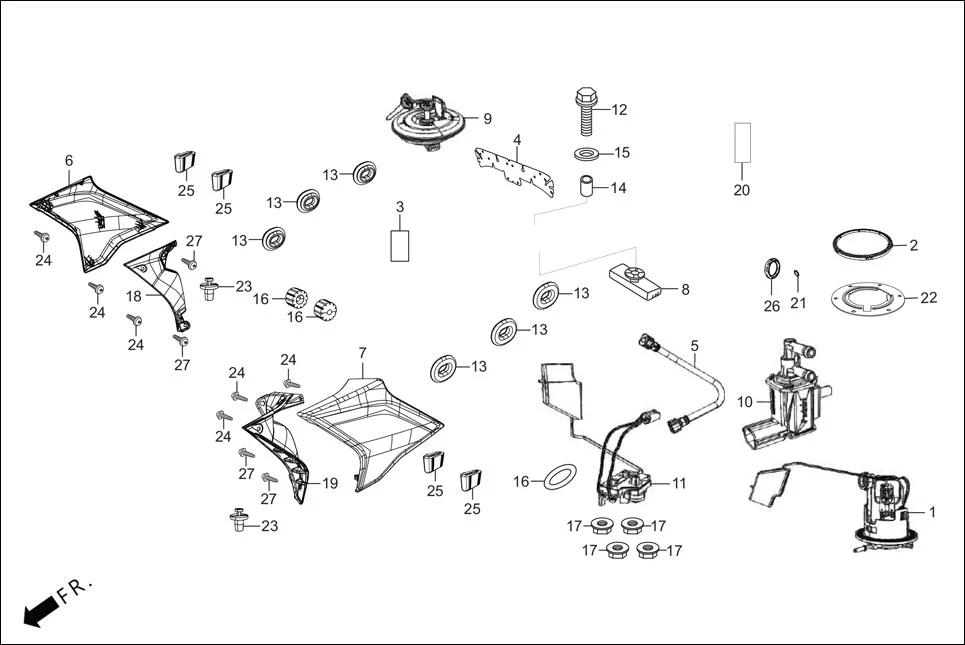 F-13 FUEL TANK assembly diagram for Hero GLAMOUR 125CC FV BSVI(Aug,2023)