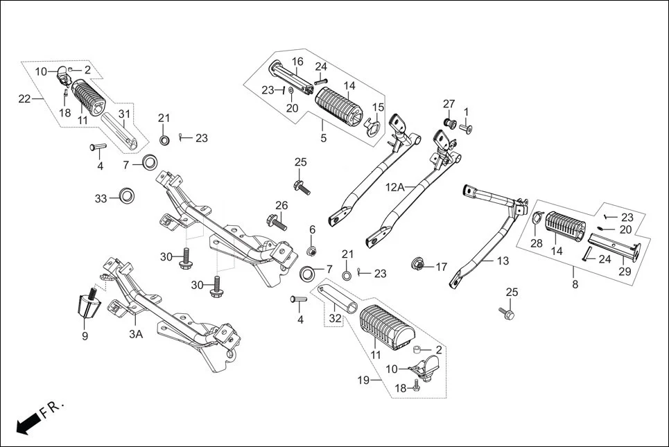 F-17-DISC STEP ASSY./PILLION STEP. assembly diagram for Hero GLAMOUR 125CC FV BSVI(Aug,2023)