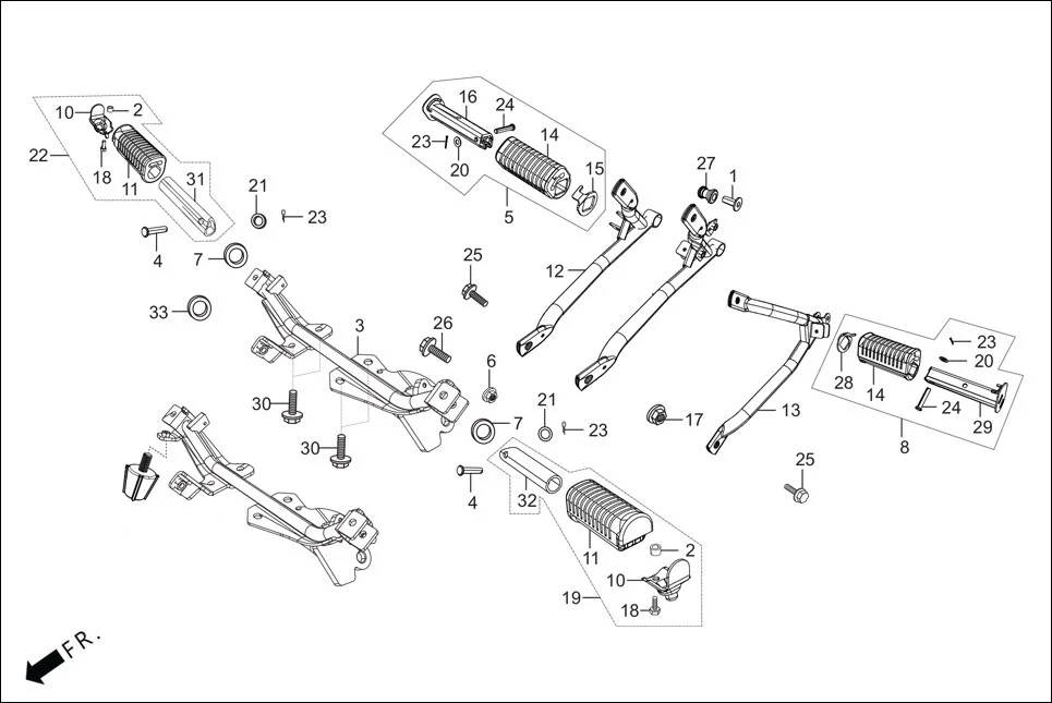 F-17-DRUM STEP ASSY./PILLION STEP. assembly diagram for Hero GLAMOUR 125CC FV BSVI(Aug,2023)