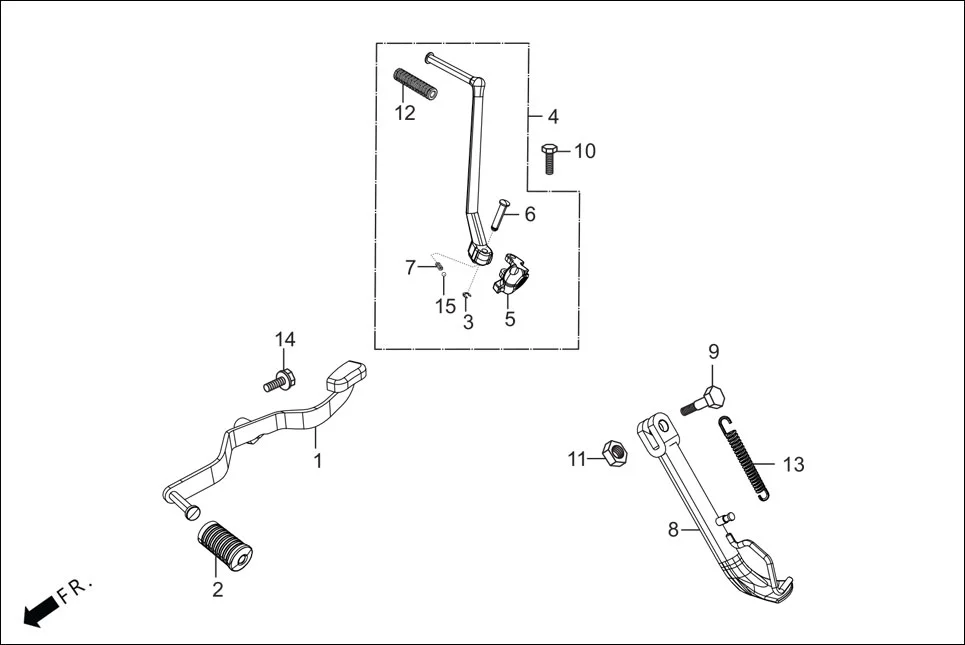 F-17A KICK STARTER/GEAR CHANGE PEDAL/SIDE STAND assembly diagram for Hero GLAMOUR 125CC FV BSVI(Aug,2023)