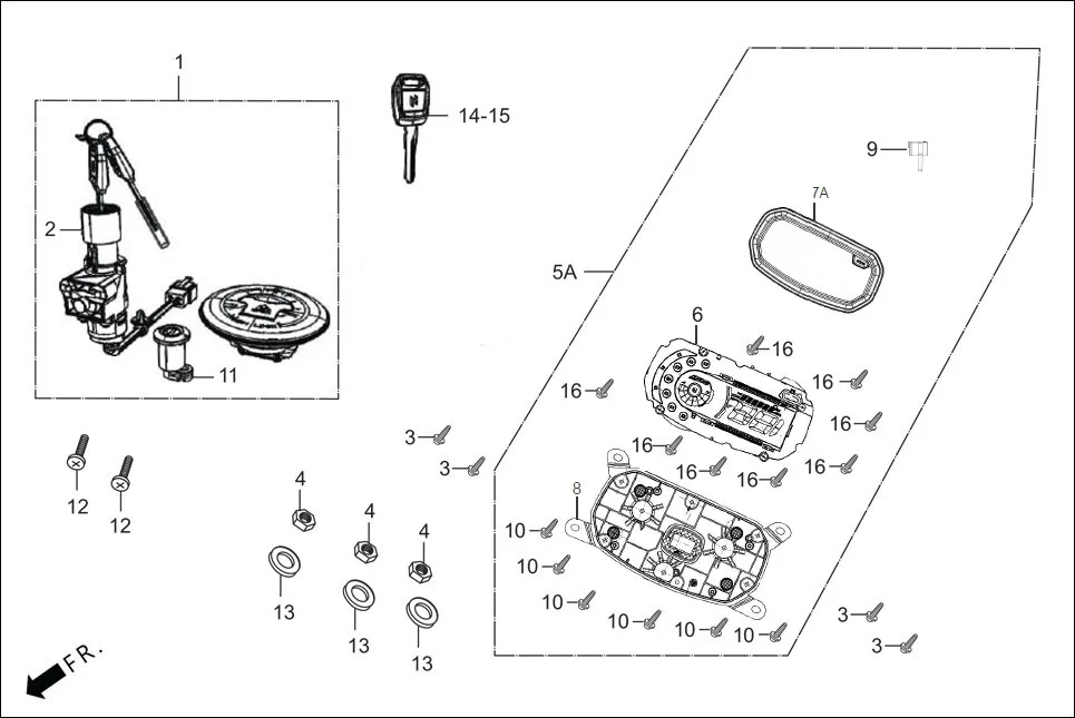 F-2-DISC SPEEDOMETER/CABLE/KEY SET assembly diagram for Hero GLAMOUR 125CC FV BSVI(Aug,2023)
