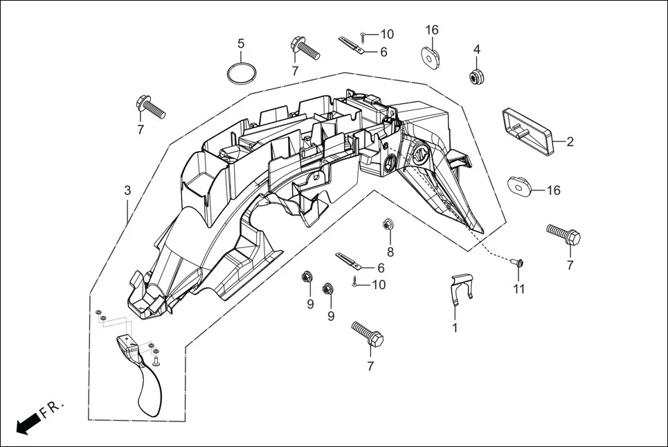 F-21 REAR FENDER assembly diagram for Hero GLAMOUR 125CC FV BSVI(Aug,2023)