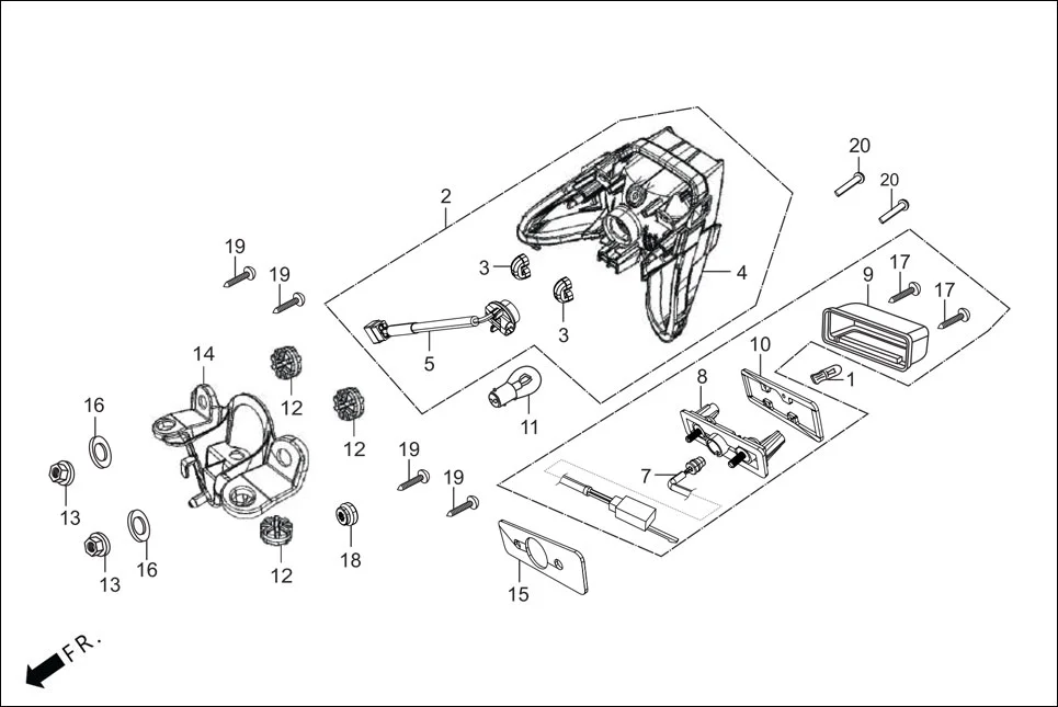 F-23 TAIL LIGHT assembly diagram for Hero GLAMOUR 125CC FV BSVI(Aug,2023)