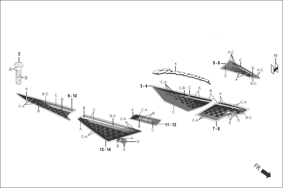 F-27 STRIPES/MARKS assembly diagram for Hero GLAMOUR 125CC FV BSVI(Aug,2023)