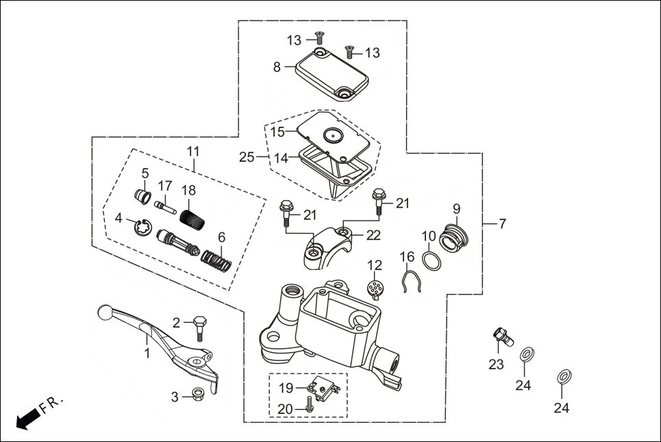 F-3A-DISC FRONT DISC BRAKE ASSY. (MASTER CYL.) assembly diagram for Hero GLAMOUR 125CC FV BSVI(Aug,2023)