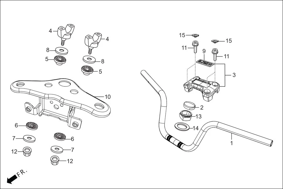 F-4 HANDLE PIPE/TOP BRIDGE assembly diagram for Hero GLAMOUR 125CC FV BSVI(Aug,2023)