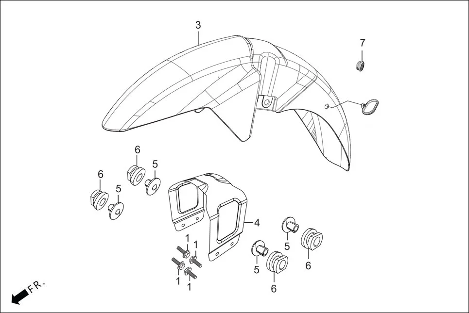 F-6-DISC FRONT FENDER assembly diagram for Hero GLAMOUR 125CC FV BSVI(Aug,2023)