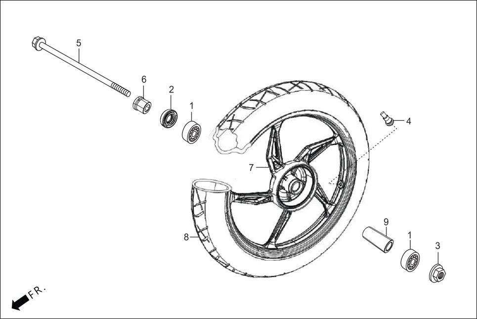 F-9-DRUM FRONT WHEEL(DRUM) assembly diagram for Hero GLAMOUR 125CC FV BSVI(Aug,2023)