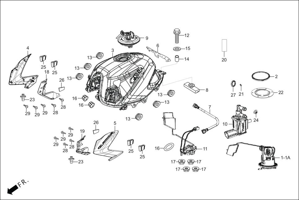 F-13 FUEL TANK diagram showing 16700-AAN-B02