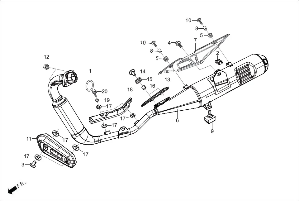 F-16 MUFFLER assembly diagram for Hero Glamour Canvas(Oct, 2022)