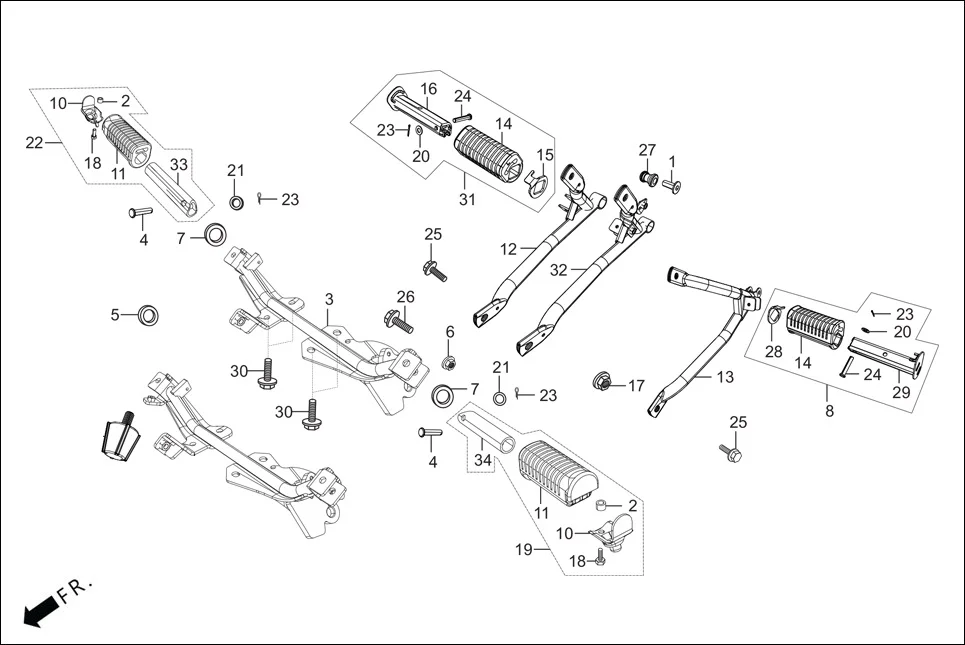 F-17-DRUM STEP ASSY./PILLION STEP. diagram showing 50701-AAN-B00