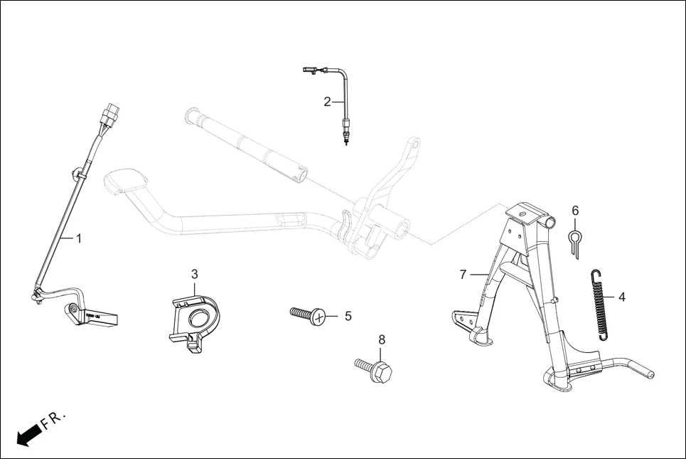 F-18 MAIN STAND/PEDAL BRAKE assembly diagram for Hero Glamour Canvas(Oct, 2022)