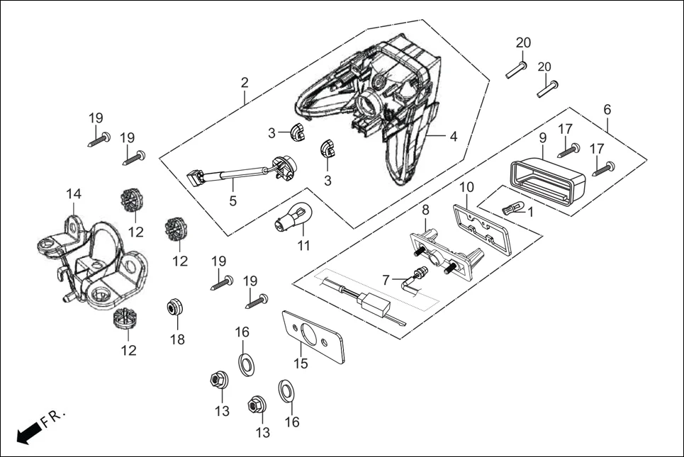 F-23 TAIL LIGHT assembly diagram for Hero Glamour Canvas(Oct, 2022)