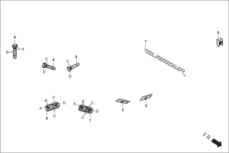 F-27 STRIPES/MARKS assembly diagram for Hero Glamour Canvas(Oct, 2022)