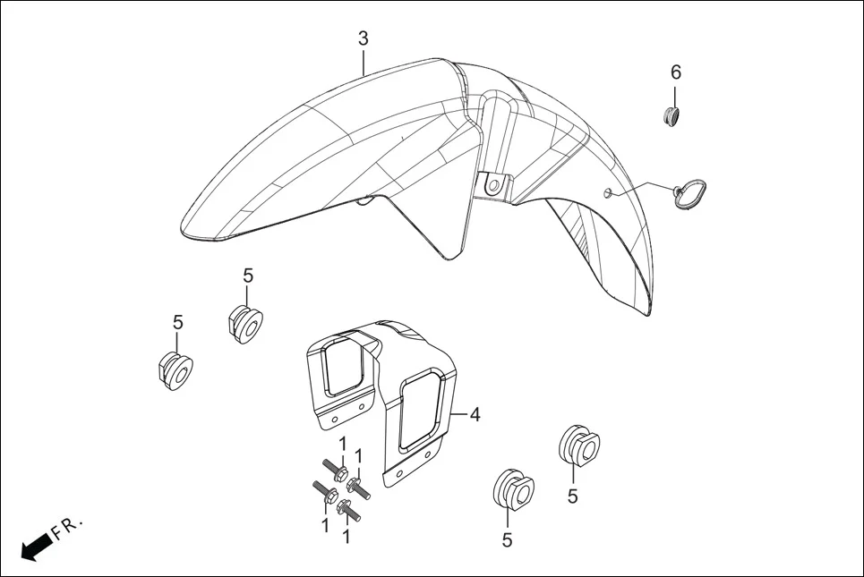 F-6-DISC FRONT FENDER assembly diagram for Hero Glamour Canvas(Oct, 2022)