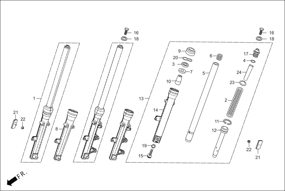 F-7-DRUM FRONT FORK assembly diagram for Hero Glamour Canvas(Oct, 2022)