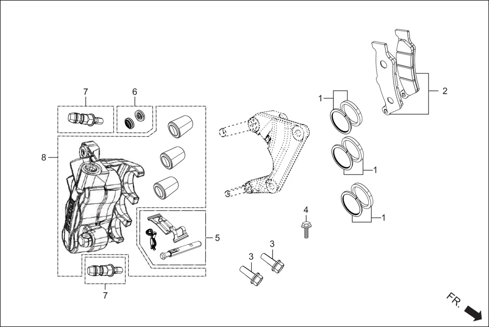 F-8A-DISC FRONT DISC BRAKE (CALIPER ASSY.) diagram showing 06451-AAN-E00