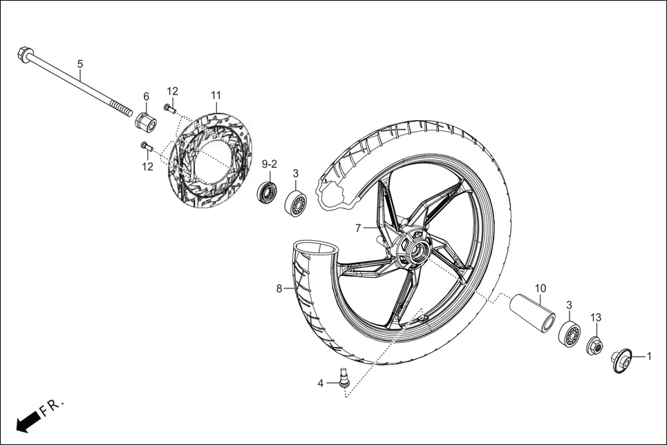 F-9A-DISC FRONT WHEEL (DISC) assembly diagram for Hero Glamour Canvas(Oct, 2022)
