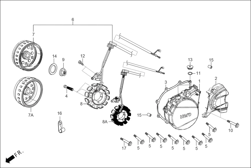 E-7A LEFT CRANKCASE COVER/A.C. GEN. ASSY./SELF START