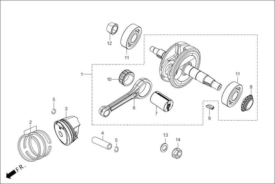 E-9 CRANKSHAFT/PISTON