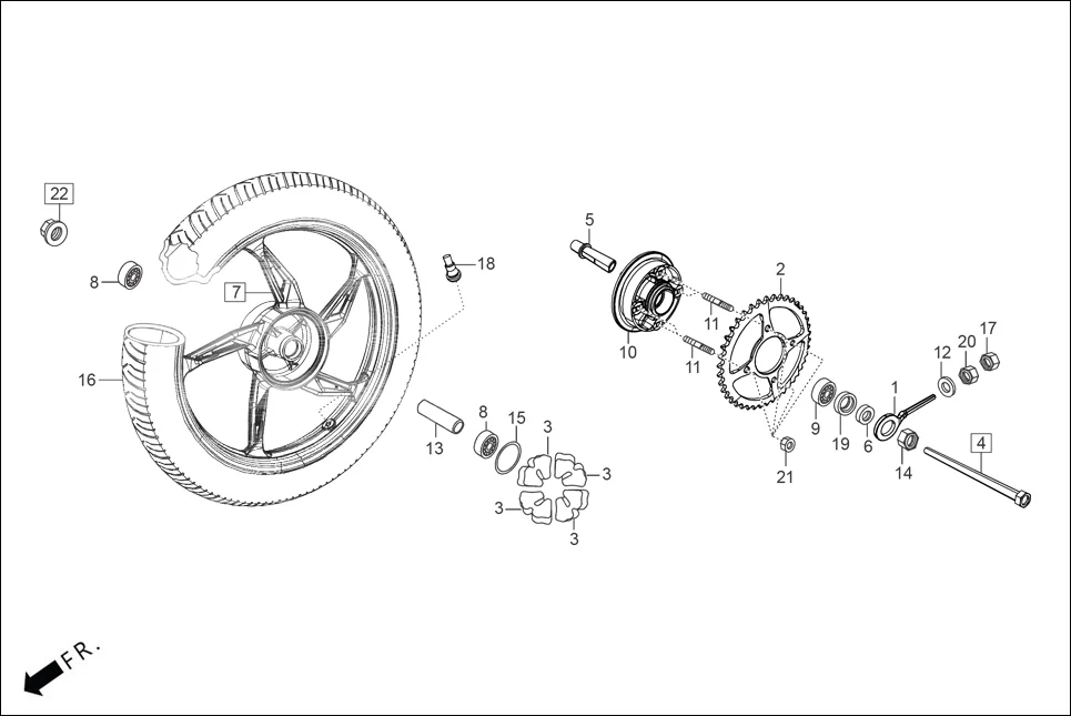 F-11 REAR WHEEL diagram showing 94101-06000