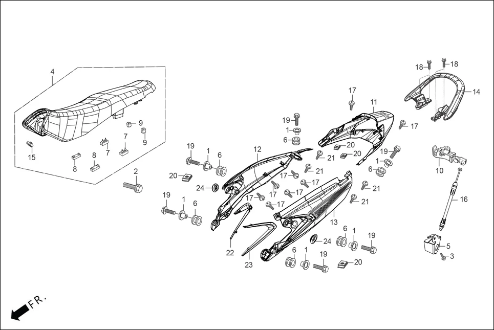 F-12 SEAT ASSY./REAR COWL/GRIP REAR diagram showing ADJNB4E0030AMG