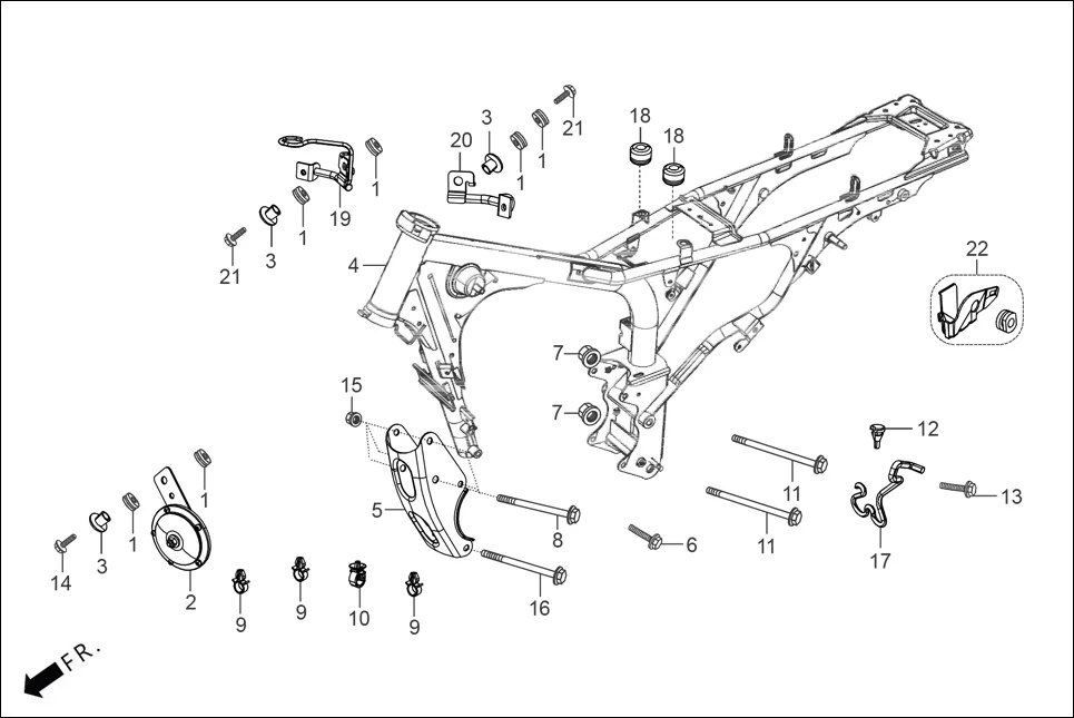 F-25 FRAME BODY diagram showing 95701-06018-00