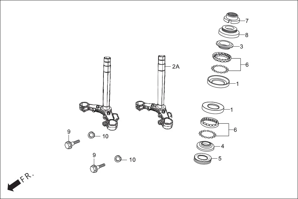 F-5-DISC STEERING STEM diagram showing 95701-08040-00