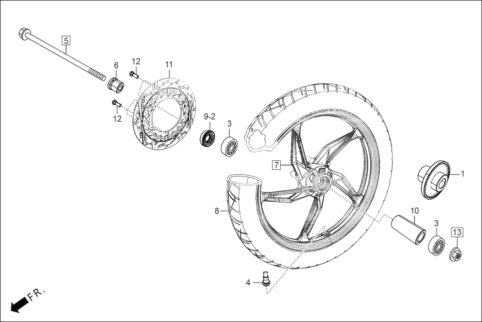 F-9A-DISC FRONT WHEEL(DISC) diagram showing 45251-KSP-861