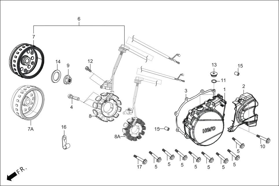 E-7A LEFT CRANKCASE COVER/A.C. GEN. ASSY./SELF START
