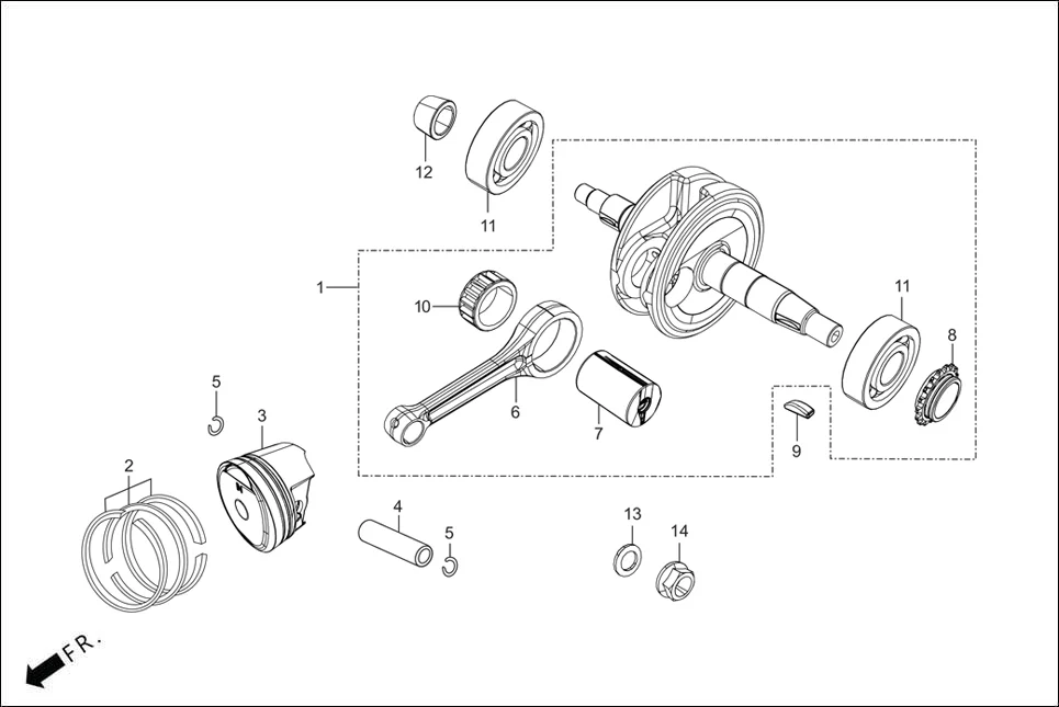 E-9 CRANKSHAFT/PISTON