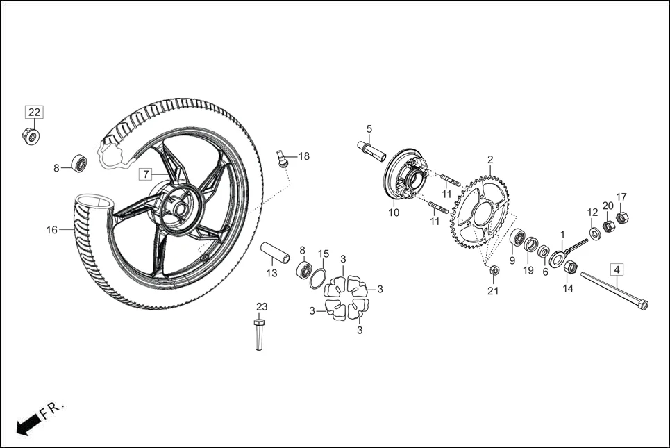 F-11 REAR WHEEL diagram showing 94101-06000