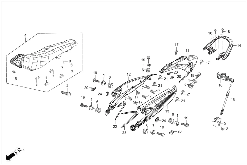 F-12 SEAT ASSY./REAR COWL/GRIP REAR diagram showing 77258-ACL-J00