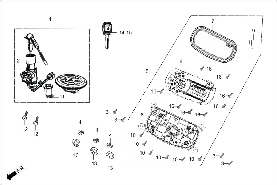F-2-DRUM SPEEDOMETER/CABLE/KEY SET diagram showing 37100-ADJ-C02