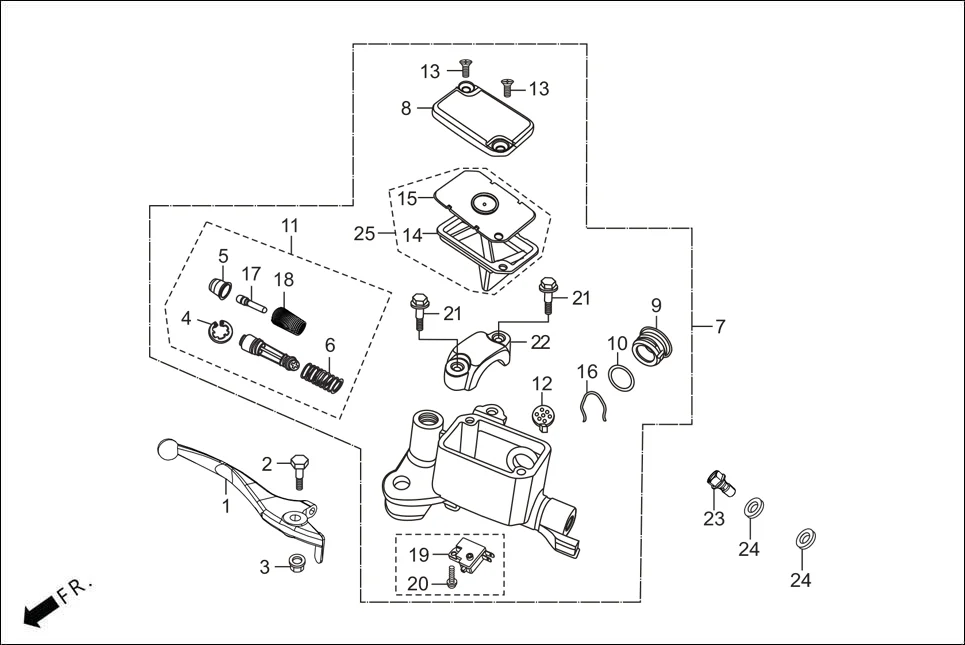 F-3A-DISC FRONT DISC BRAKE ASSY. (MASTER CYL.) diagram showing 45530-KCC-841