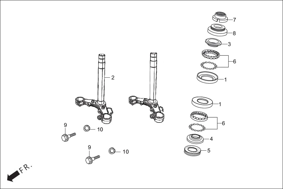 F-5-DRUM STEERING STEM diagram showing 95701-08040-00