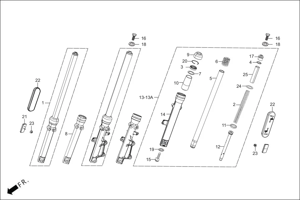 F-7-DRUM FRONT FORK diagram showing 51500-KWA-941