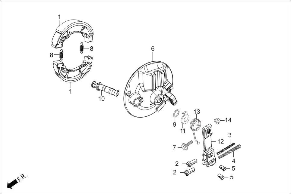 F-8-DRUM FR. BRAKE PANEL assembly diagram for Hero GLAMOUR MAGNETIC OBD II(Apr., 2025)