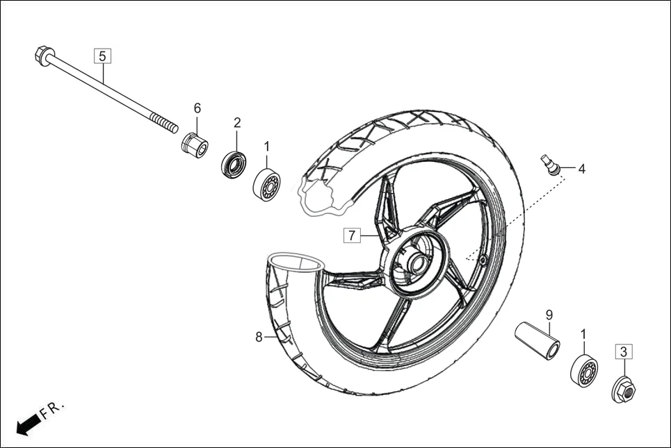 F-9-DRUM FRONT WHEEL(DRUM) diagram showing 44301-KTR-700