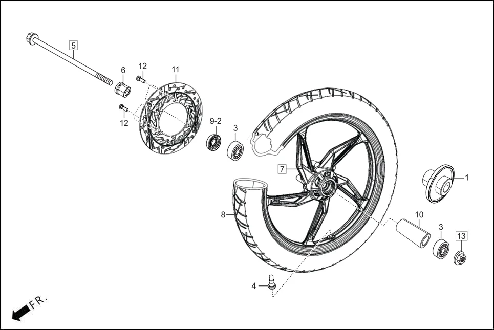F-9A-DISC FRONT WHEEL(DISC) diagram showing 45251-KSP-861