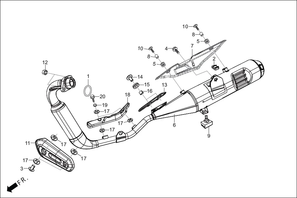 F-16 MUFFLER diagram showing 96001-06010-07